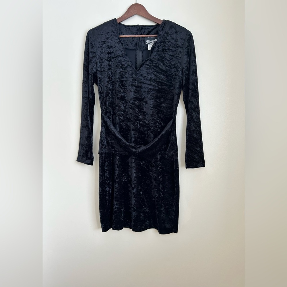 VINTAGE 90s Black Crushed Velvet Dress